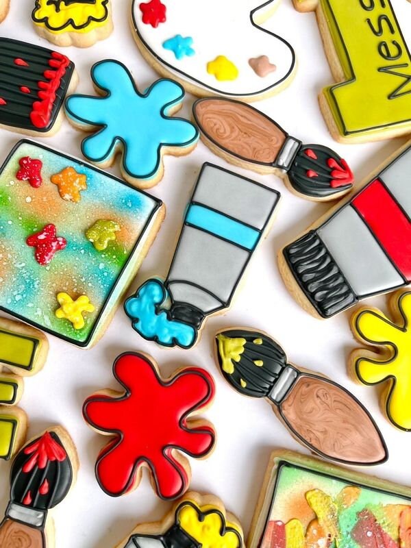 Paint Art Set Cookie Cutters - Set of 4 Cutters, Paint Palette Cookie Cutter, Paintbrush Cookie Cutter