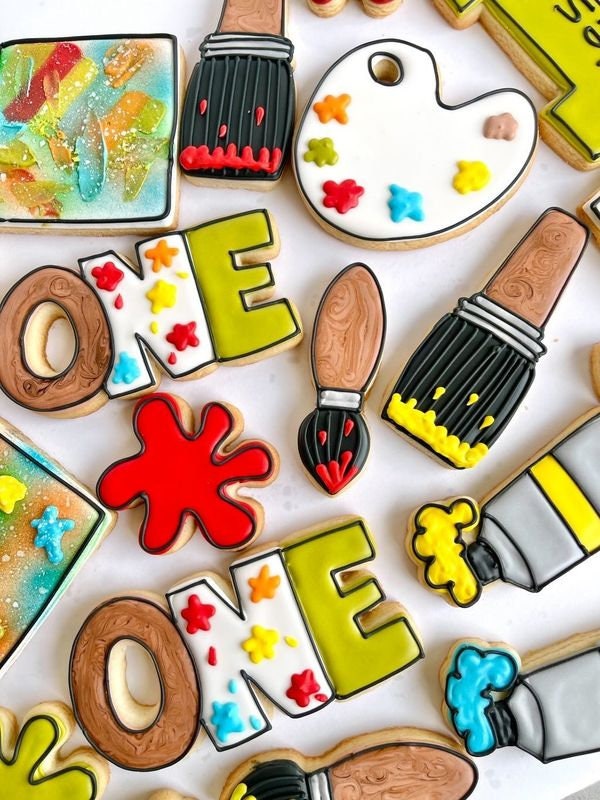 Paint Art Set Cookie Cutters - Set of 4 Cutters, Paint Palette Cookie Cutter, Paintbrush Cookie Cutter