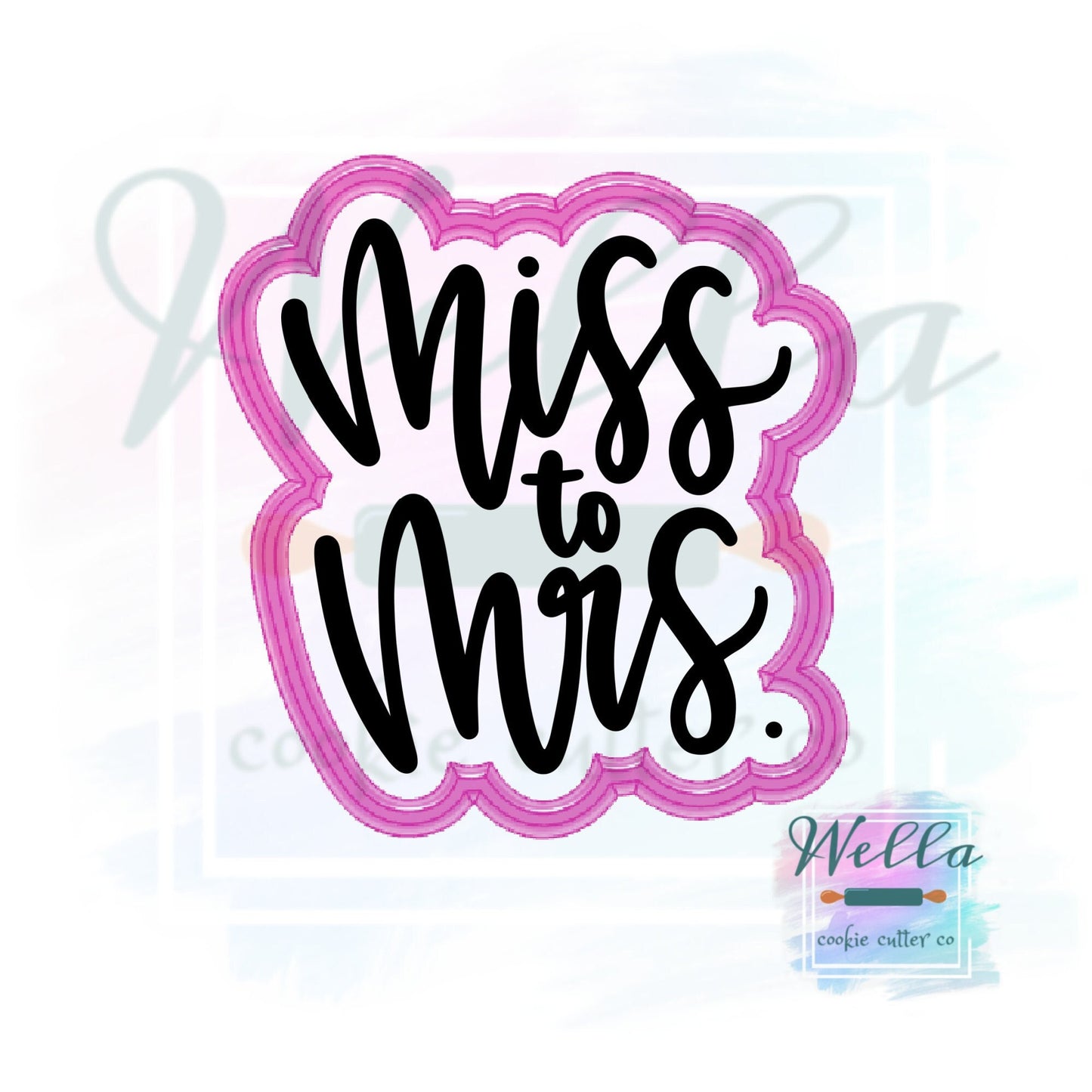 Miss to Mrs. Cookie Cutter with Optional Stencil, Bridal Shower Cookie Cutter, Bridal Cookie Cutter, Miss to Mrs Stencil