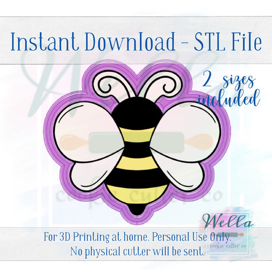 Digital STL File - Chubby Bee Cookie Cutter - 2 Sizes: 3.5" & 4" - PNG File Included