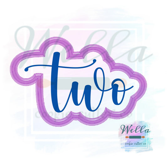 Number Two Text Cookie Cutter - Lower Case with Optional Stencil