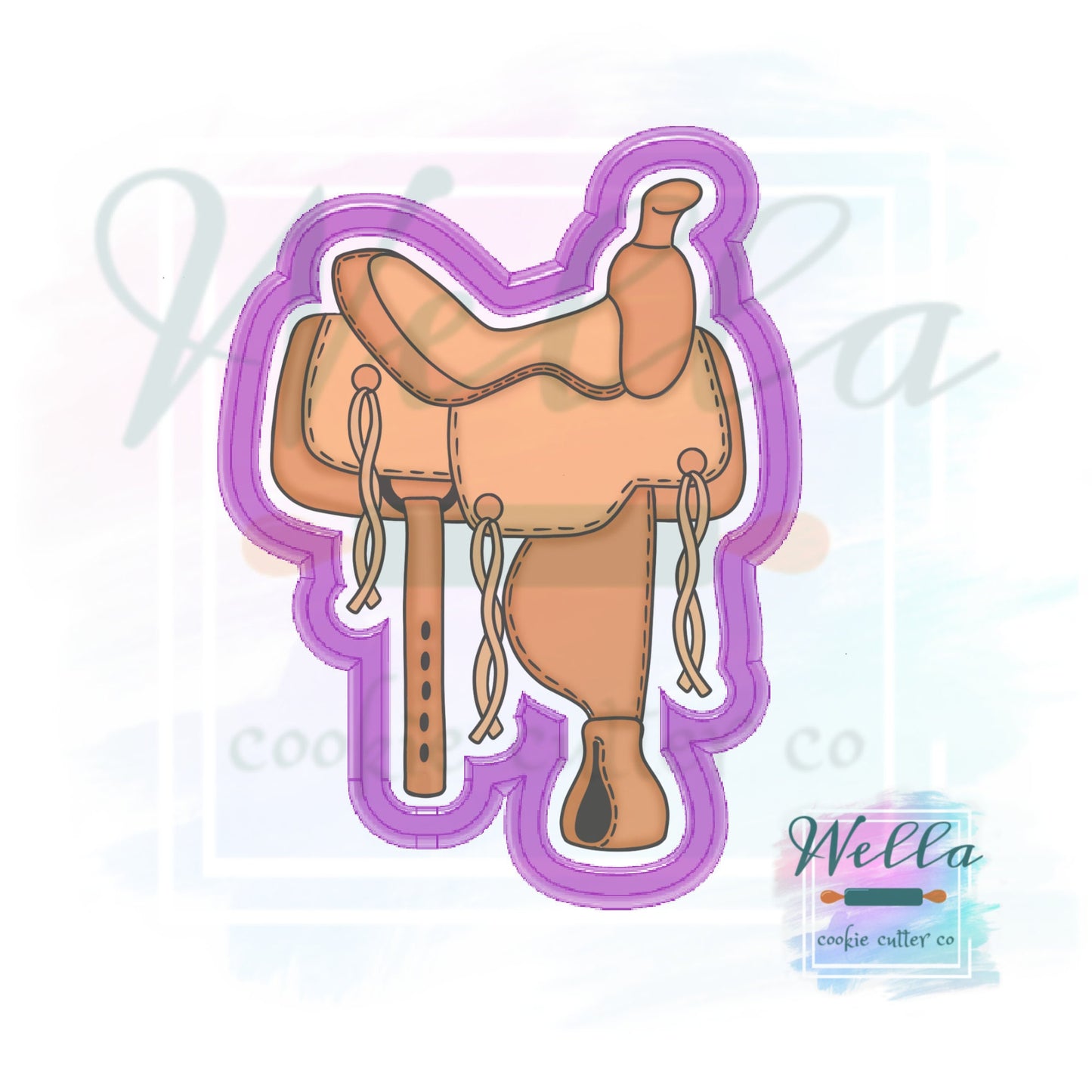 Western Saddle Cookie Cutter with Optional Stencil