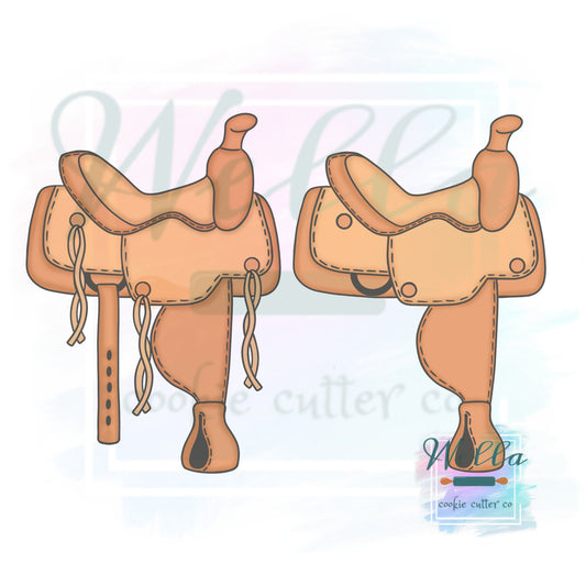 Western Saddle Cookie Cutter with Optional Stencil