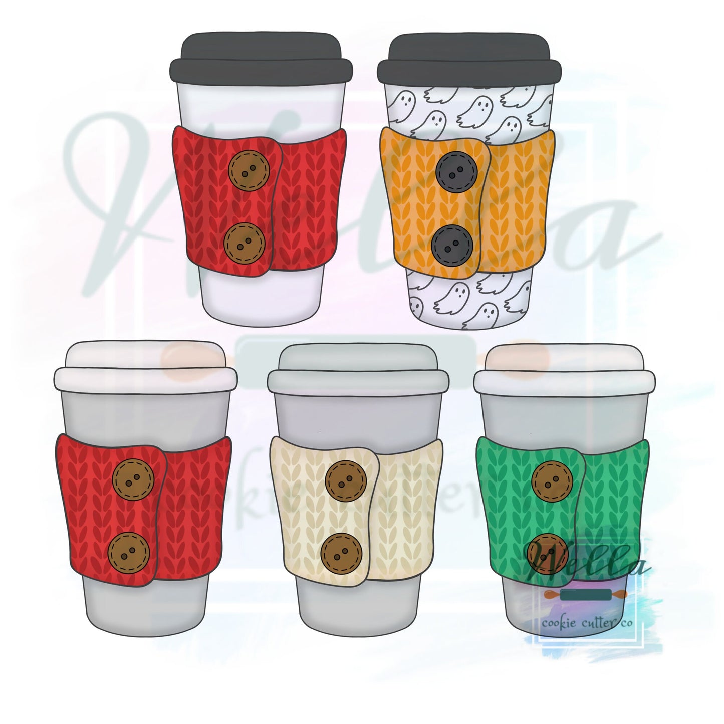 Knit Travel Cup Cookie Cutter with Optional Stencil