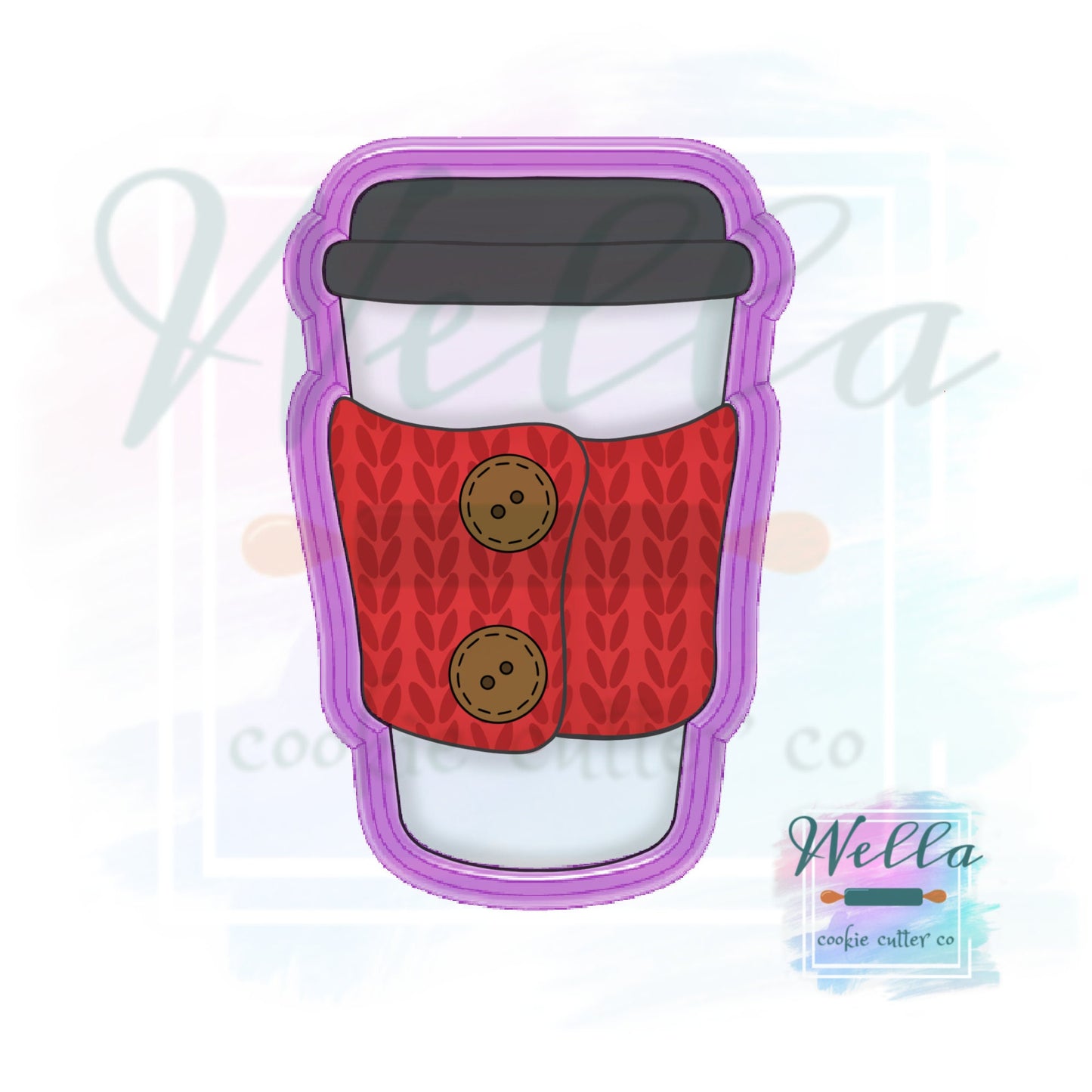 Knit Travel Cup Cookie Cutter with Optional Stencil