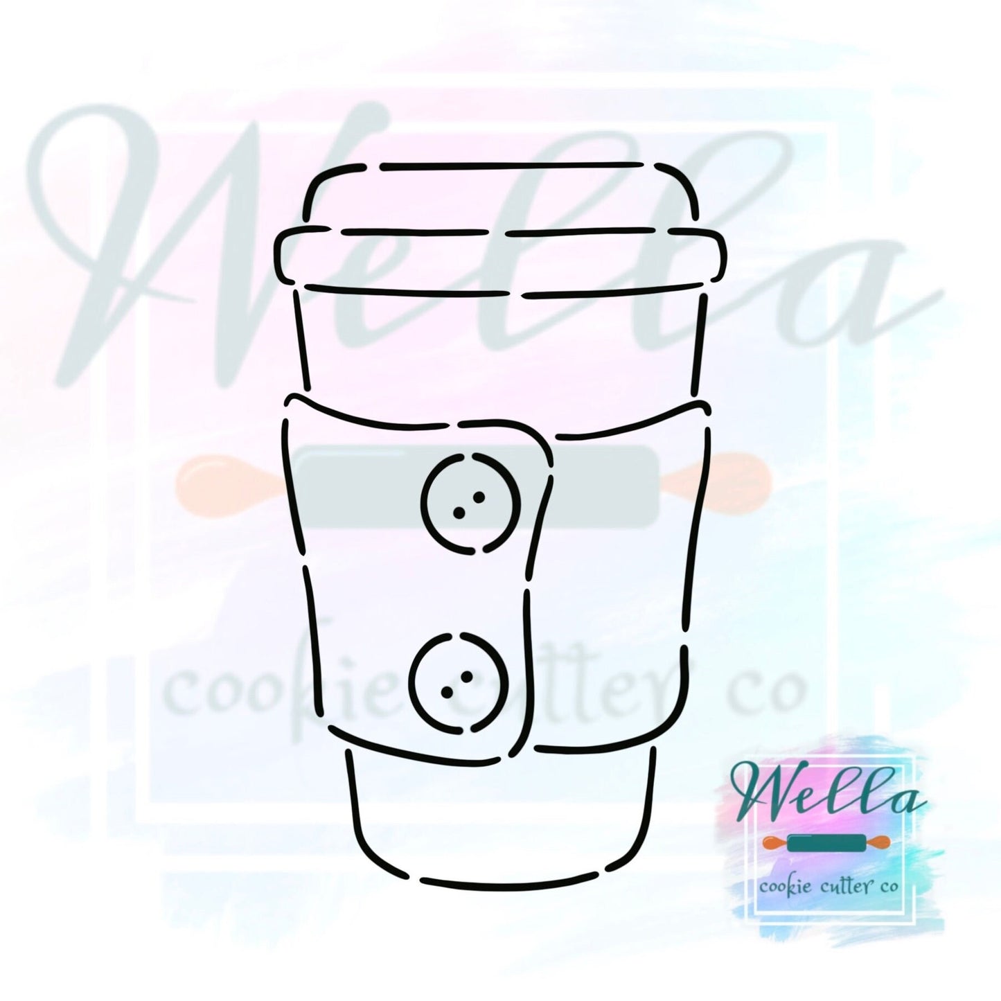 Knit Travel Cup Cookie Cutter with Optional Stencil