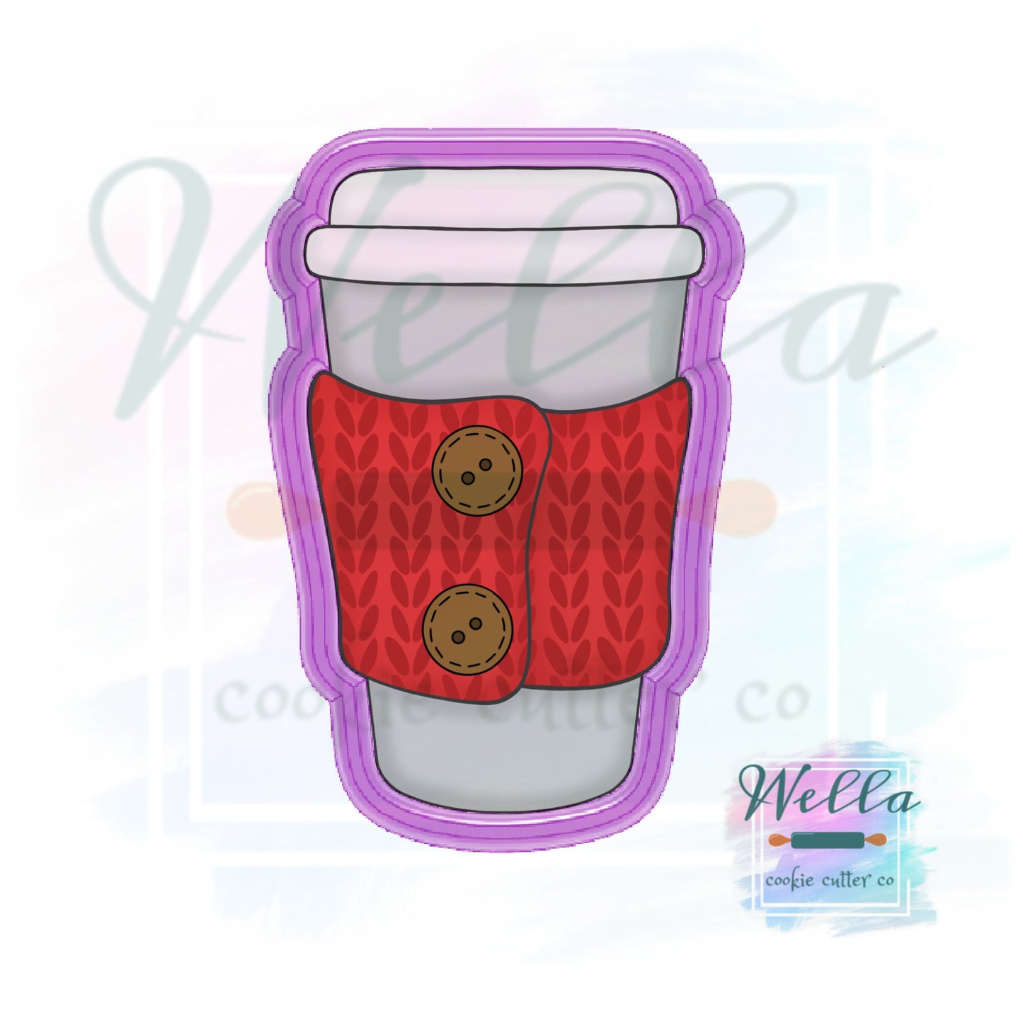 Knit Travel Cup Cookie Cutter with Optional Stencil