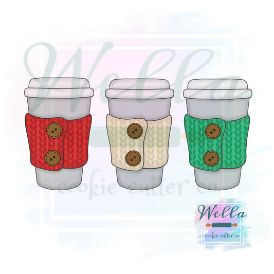 Knit Travel Cup Cookie Cutter with Optional Stencil