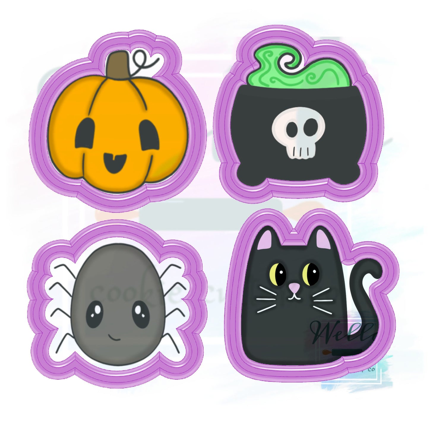 Halloween MINI Set Cookie Cutters - Set of 15 with Optional Stencils