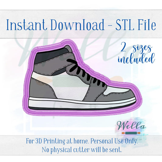 Digital STL File - Basketball Shoe Cookie Cutter - 2 Sizes: 4" & 4.5" - PNG File Included