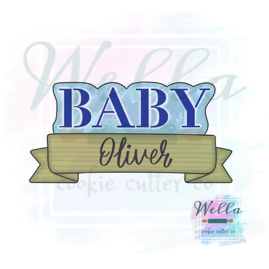 Baby Banner Plaque Cookie Cutter with Optional Stencil