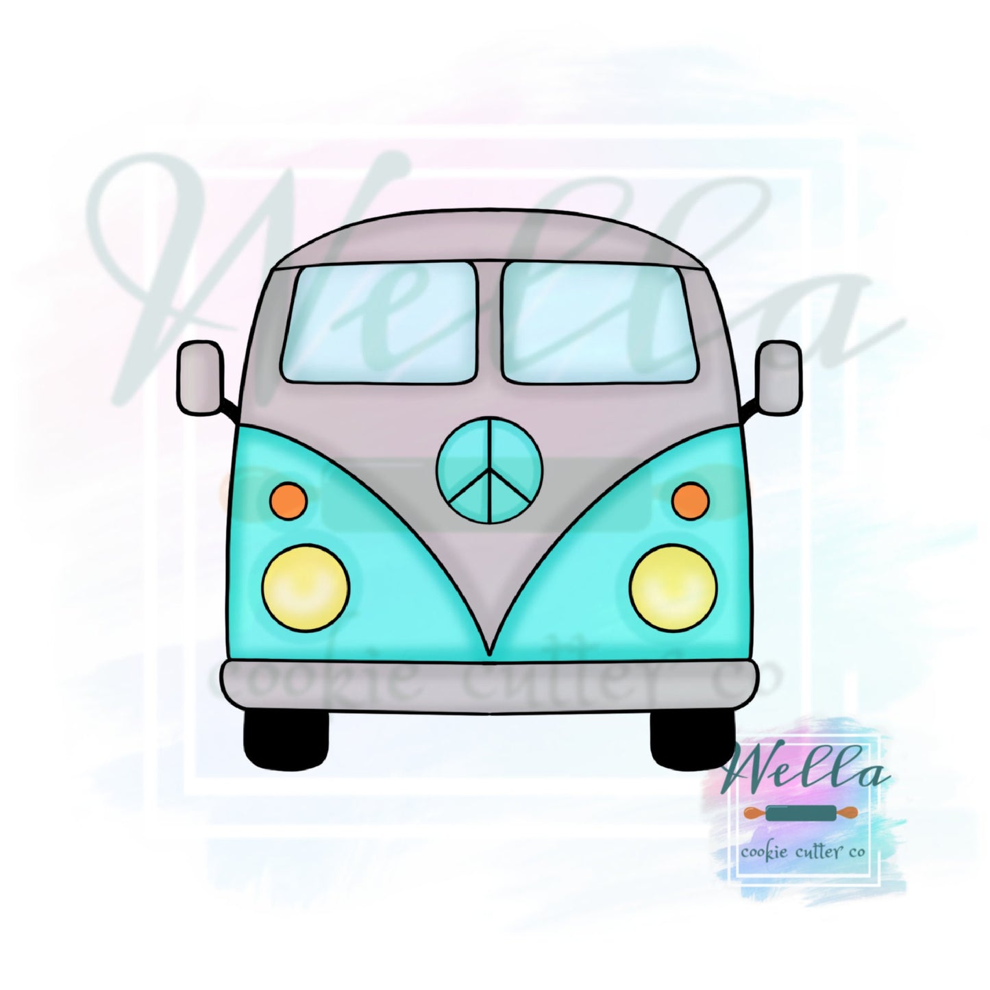 Hippie Van Front View Cookie Cutter