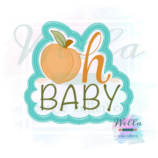 Peach Oh Baby Cookie Cutter with Optional Stencil
