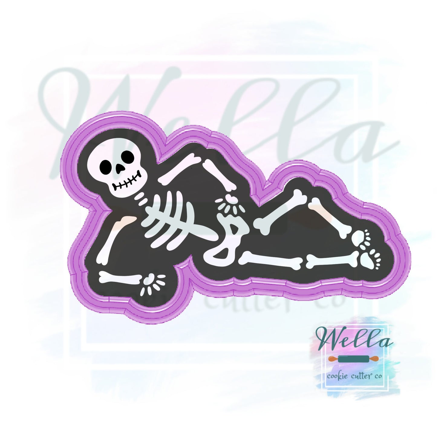 Chillin' Skeleton Cookie Cutter with Optional Stencil, Halloween Cookie Cutter