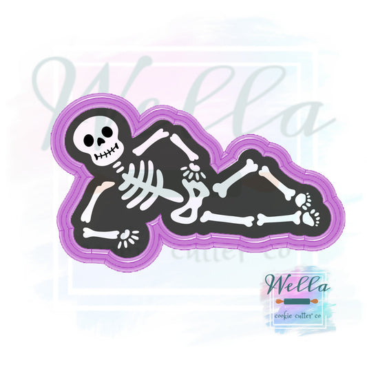 Chillin' Skeleton Cookie Cutter with Optional Stencil, Halloween Cookie Cutter