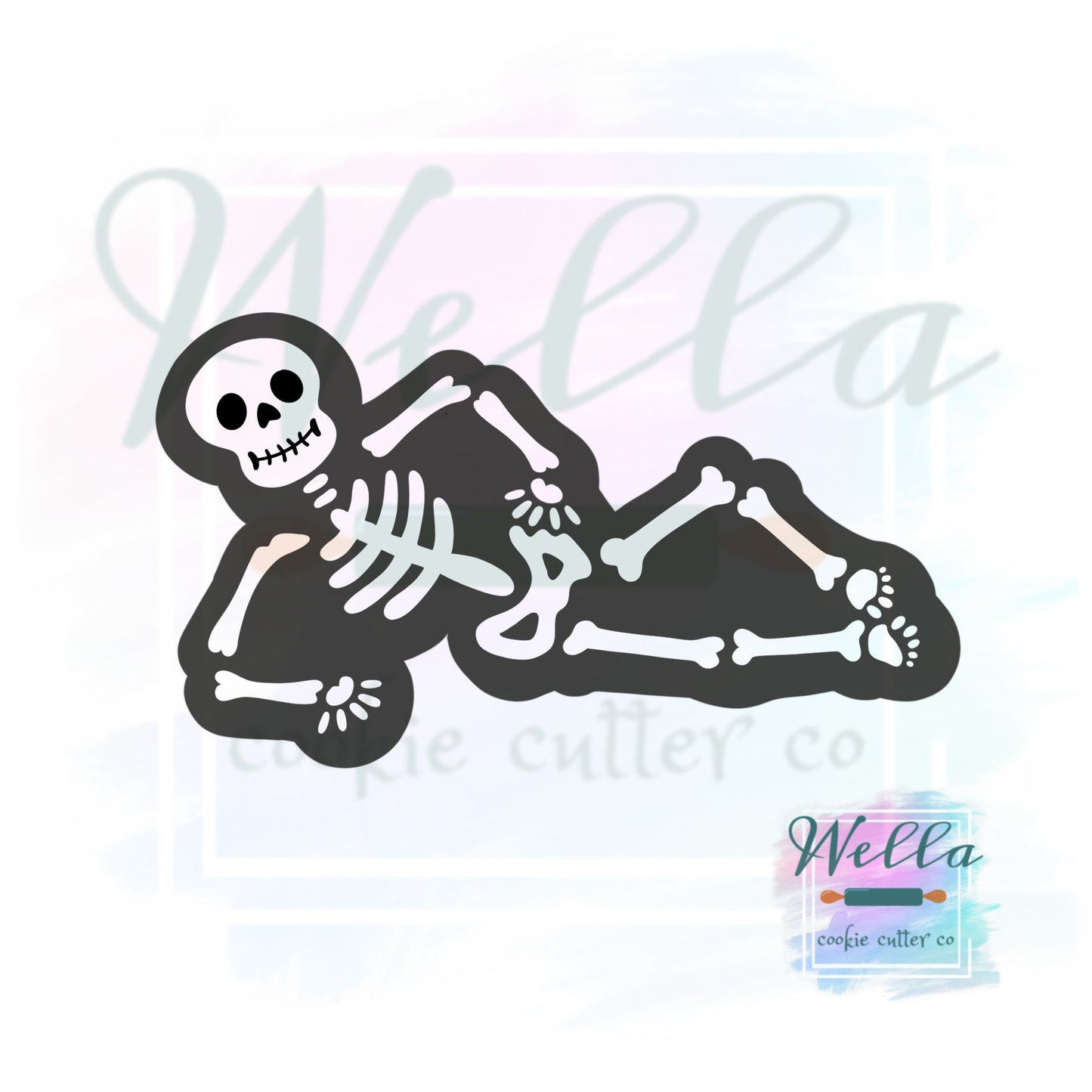 Chillin' Skeleton Cookie Cutter with Optional Stencil, Halloween Cookie Cutter