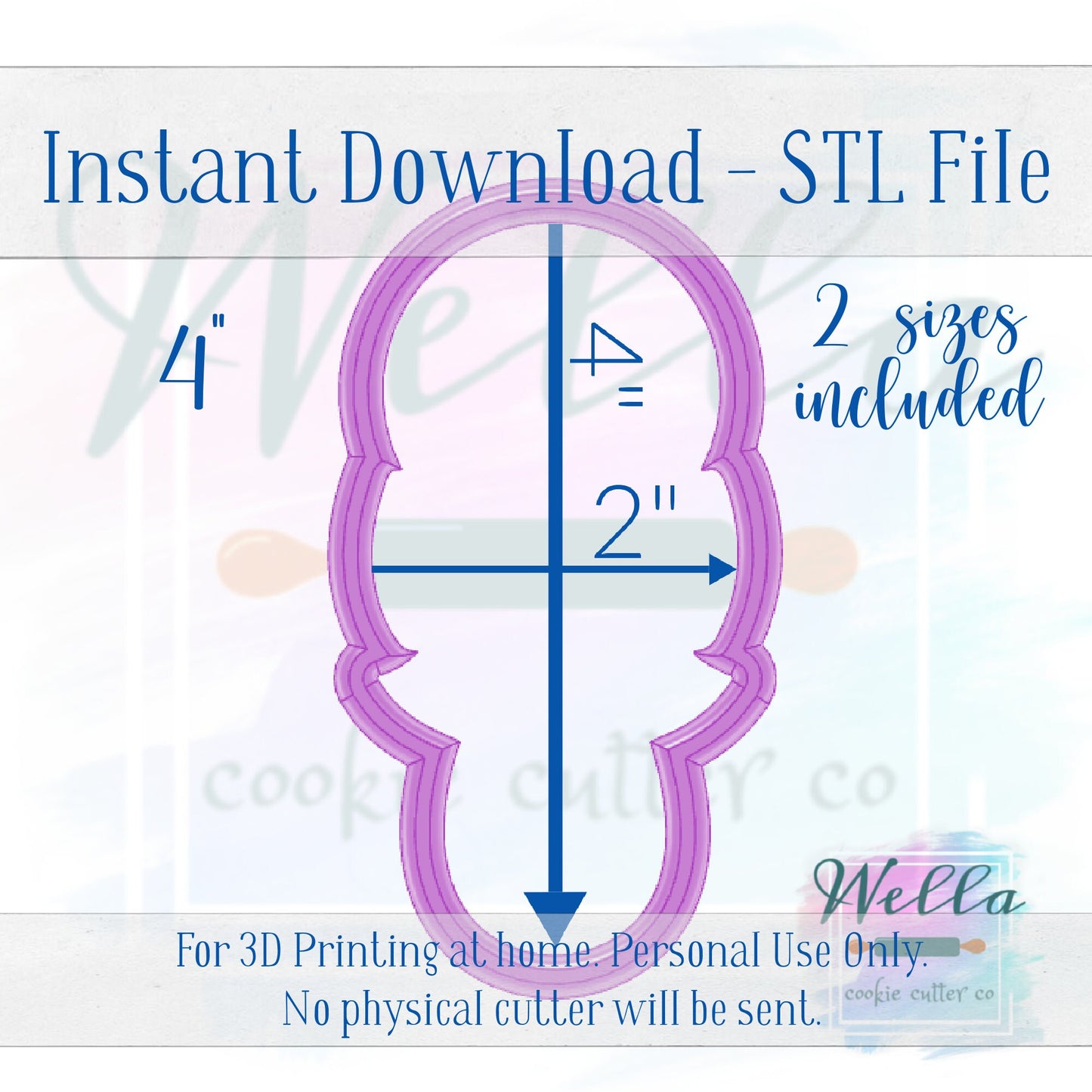 Digital STL File - Rattle #2 Cookie Cutter - 2 Sizes: 3.5" & 4"