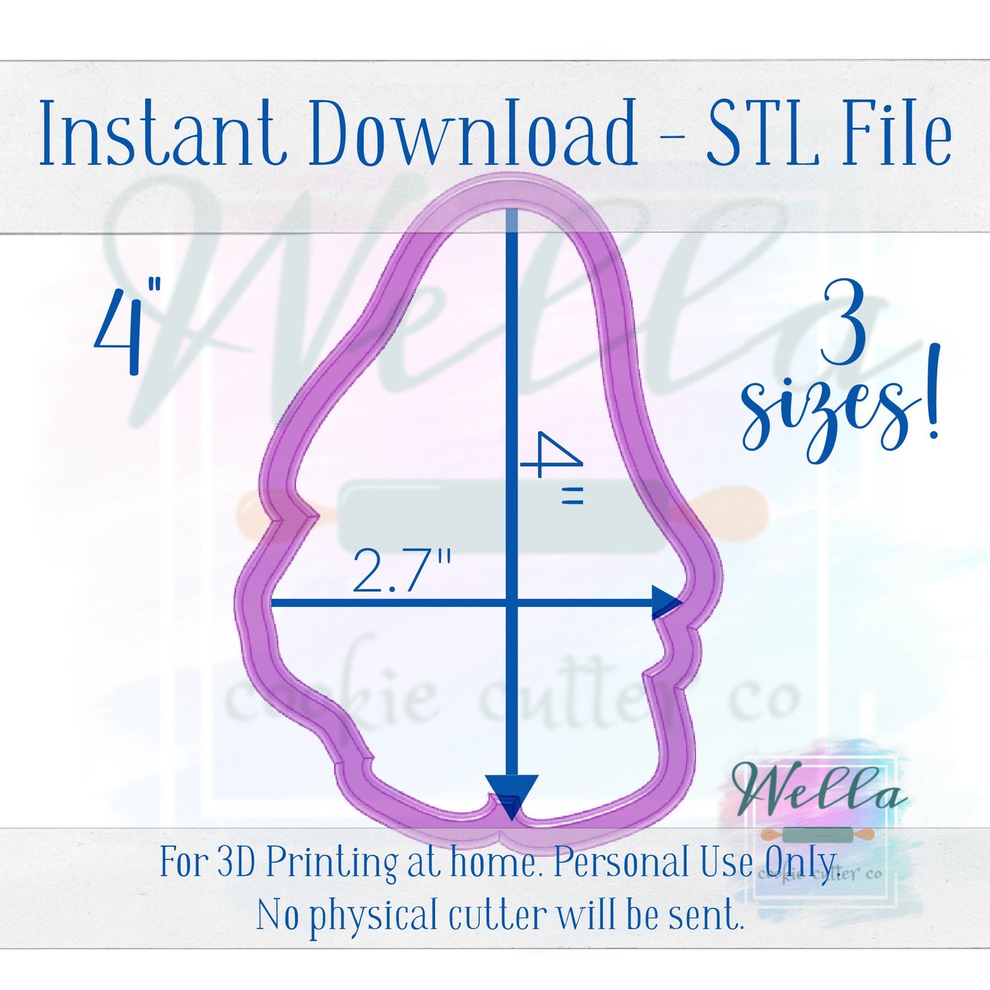 Digital STL File - Boo-jee Ghost Cookie Cutter - 3 Sizes Included 3.5", 4" & 4.5"