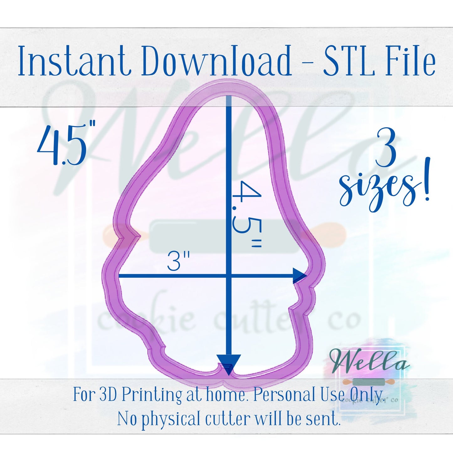 Digital STL File - Boo-jee Ghost Cookie Cutter - 3 Sizes Included 3.5", 4" & 4.5"