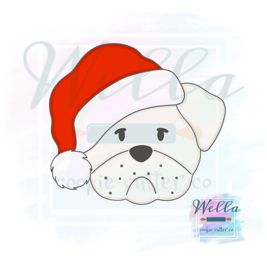 Bulldog with Santa Hat Cookie Cutter