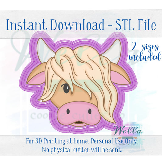 Digital STL File - Highland Face Cookie Cutter - 2 Sizes Included 3.5" & 4"