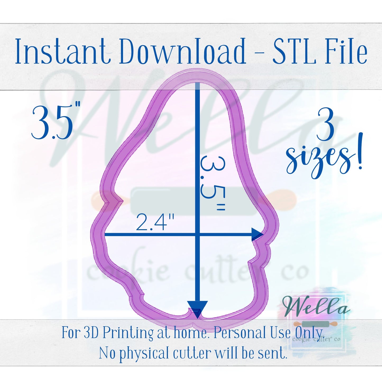 Digital STL File - Boo-jee Ghost Cookie Cutter - 3 Sizes Included 3.5", 4" & 4.5"