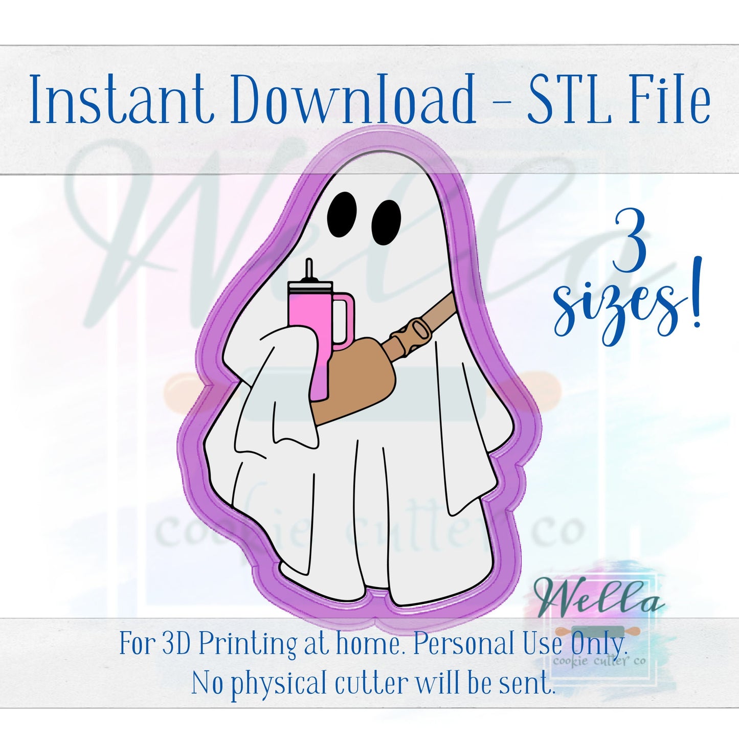 Digital STL File - Boo-jee Ghost Cookie Cutter - 3 Sizes Included 3.5", 4" & 4.5"