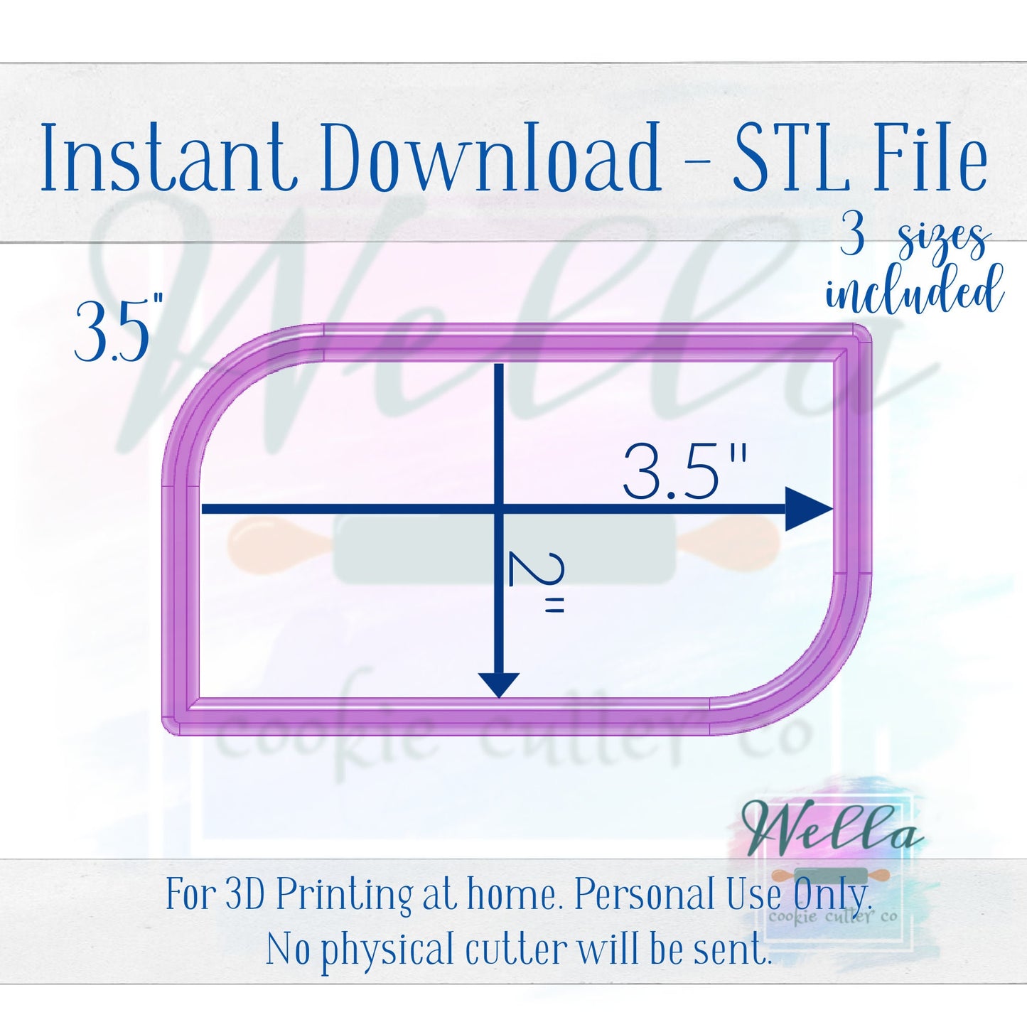 Digital STL File - Molly Plaque Cookie Cutter - 3 Sizes Included 3.5", 4" & 4.5"
