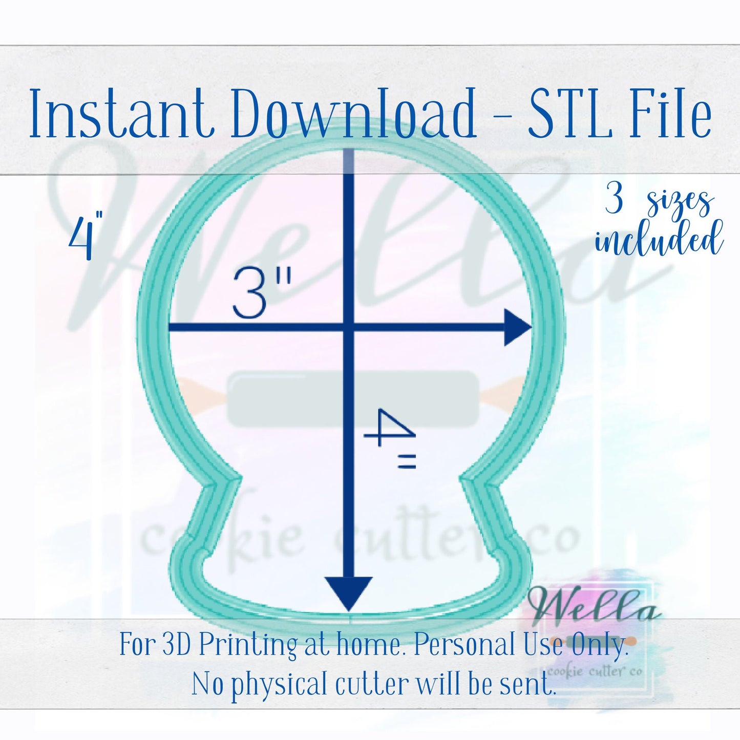 Digital STL File - Snow Globe Cookie Cutter - 3 Sizes Included 2" Mini, 3.5", & 4"