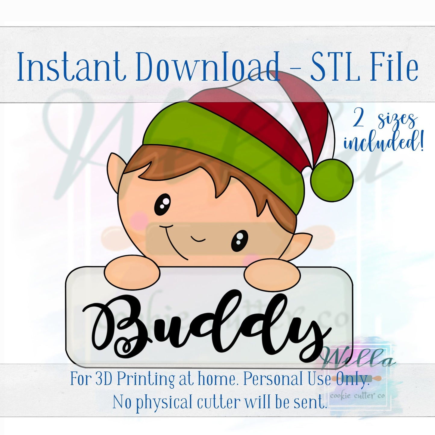 Digital STL File - Elf Boy Plaque Cookie Cutter - 2 Sizes Included 3.5" & 4"