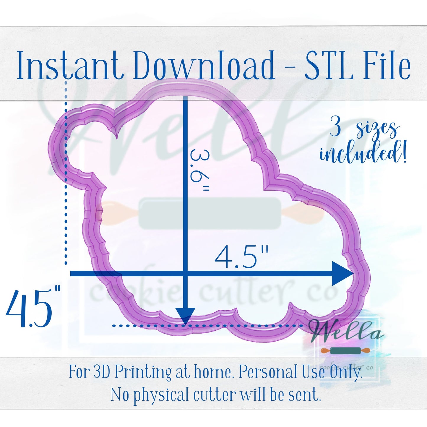 Digital STL File - Bougie Santa Cookie Cutter - 3 Sizes Included 3.5", 4" & 4.5"