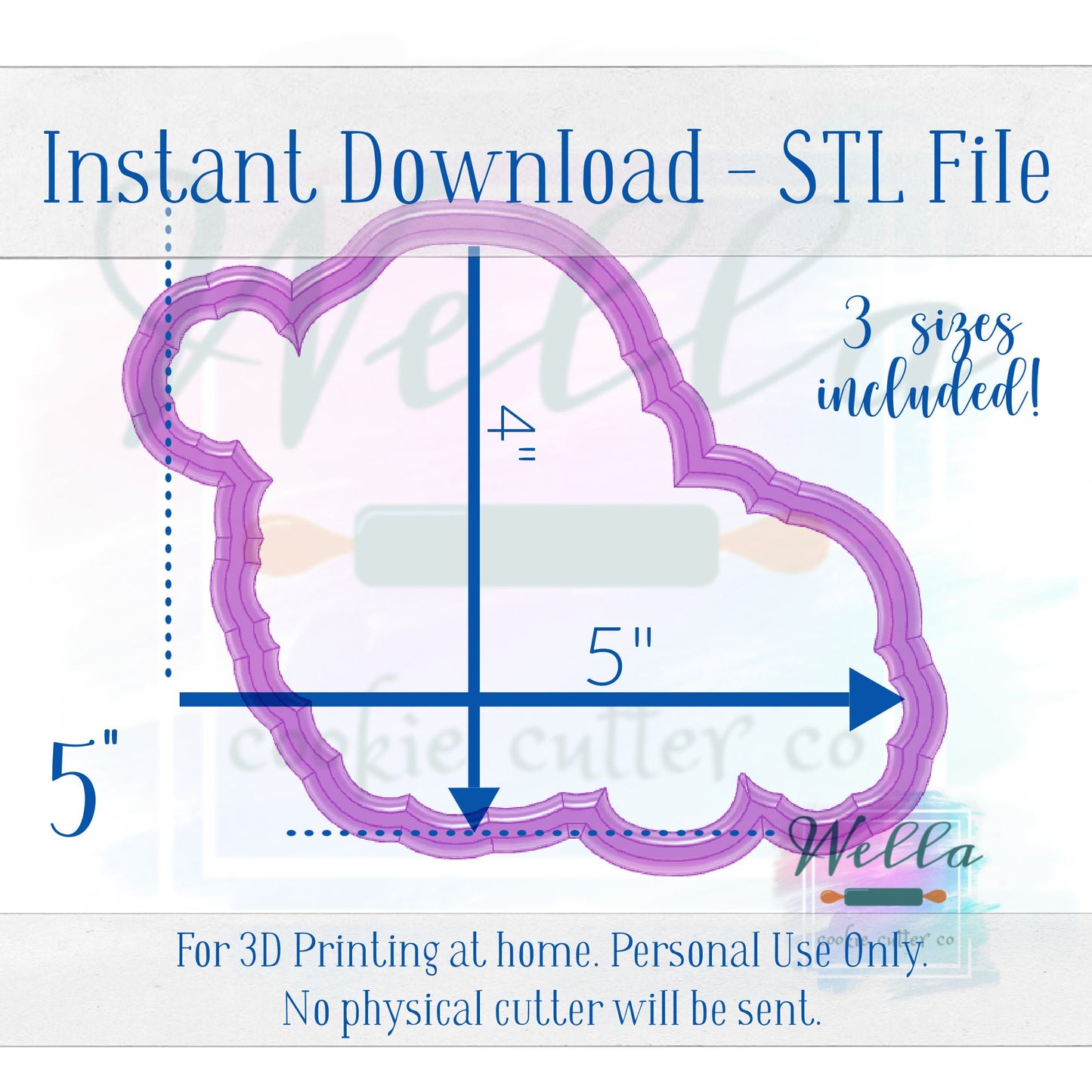 Digital STL File - Bougie Santa Cookie Cutter - 3 Sizes Included 3.5", 4" & 4.5"