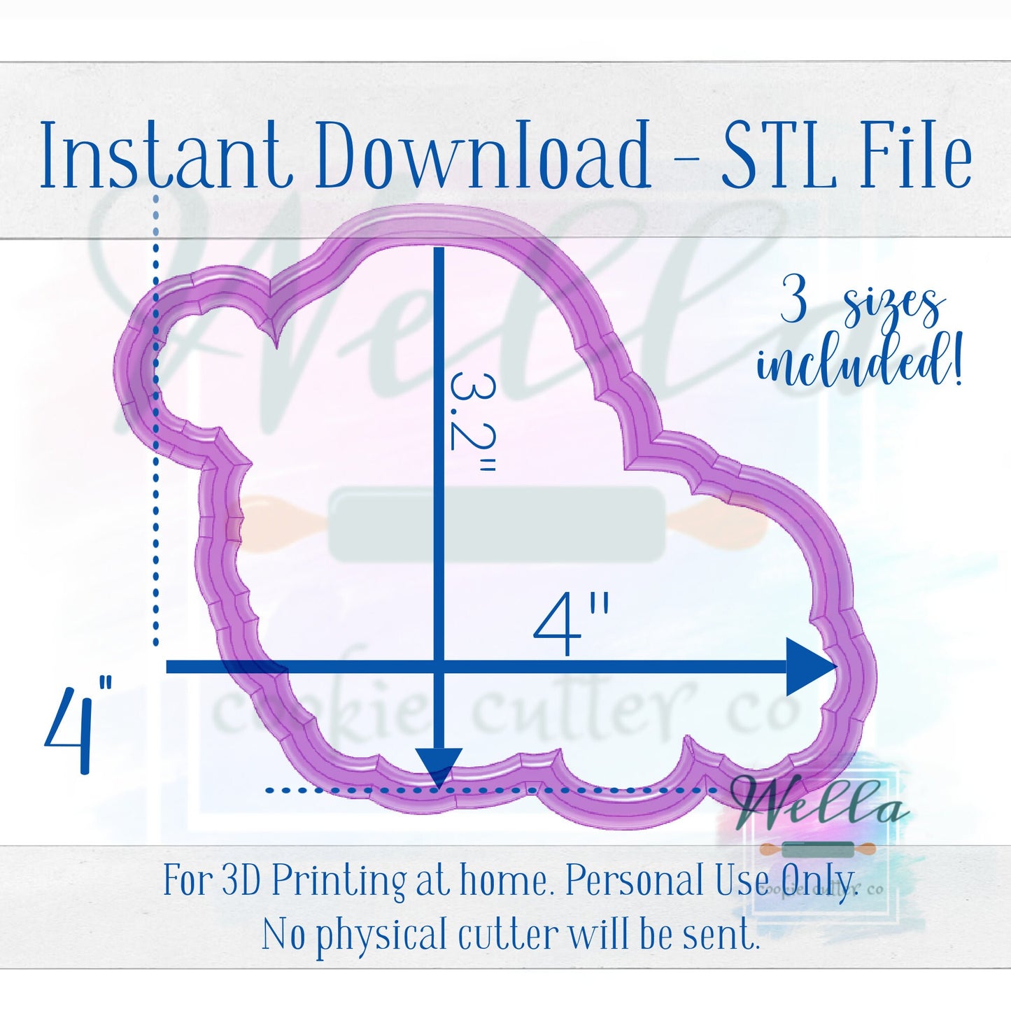 Digital STL File - Bougie Santa Cookie Cutter - 3 Sizes Included 3.5", 4" & 4.5"