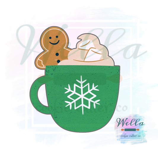 Gingerbread Man in Cup Cookie Cutter, Christmas Mug with Gingerbread Man Cookie Cutter