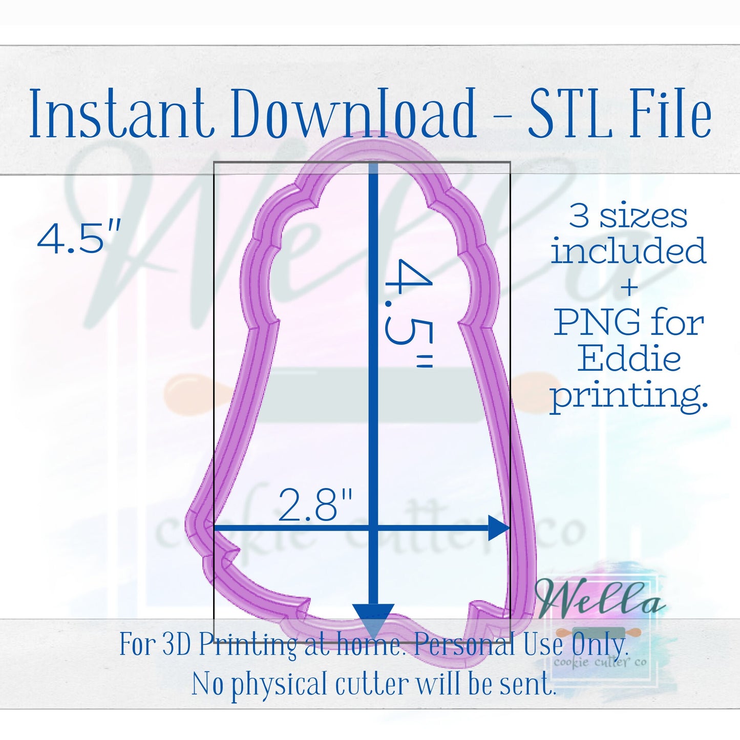 Digital STL File - Ghost in Beanie Cookie Cutter - 3 Sizes Included 3.5", 4" & 4.5"