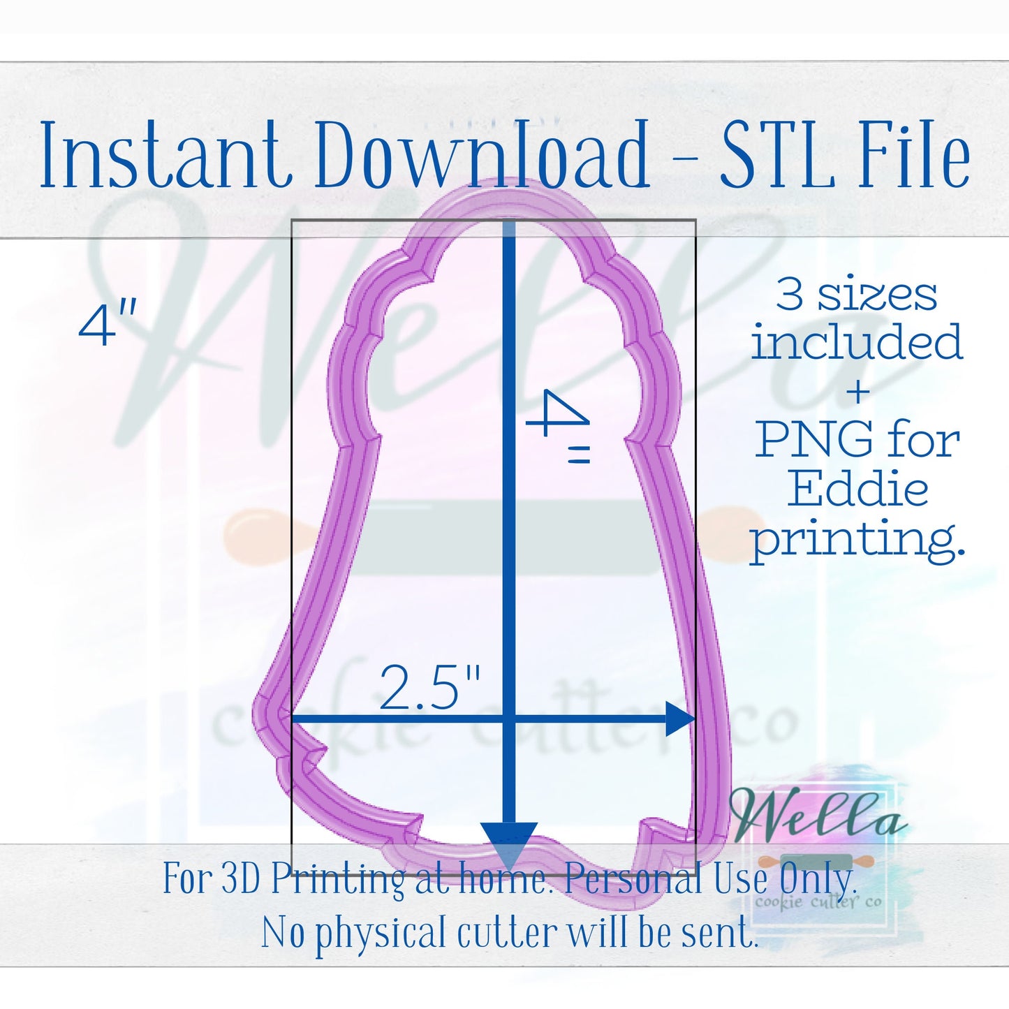 Digital STL File - Ghost in Beanie Cookie Cutter - 3 Sizes Included 3.5", 4" & 4.5"