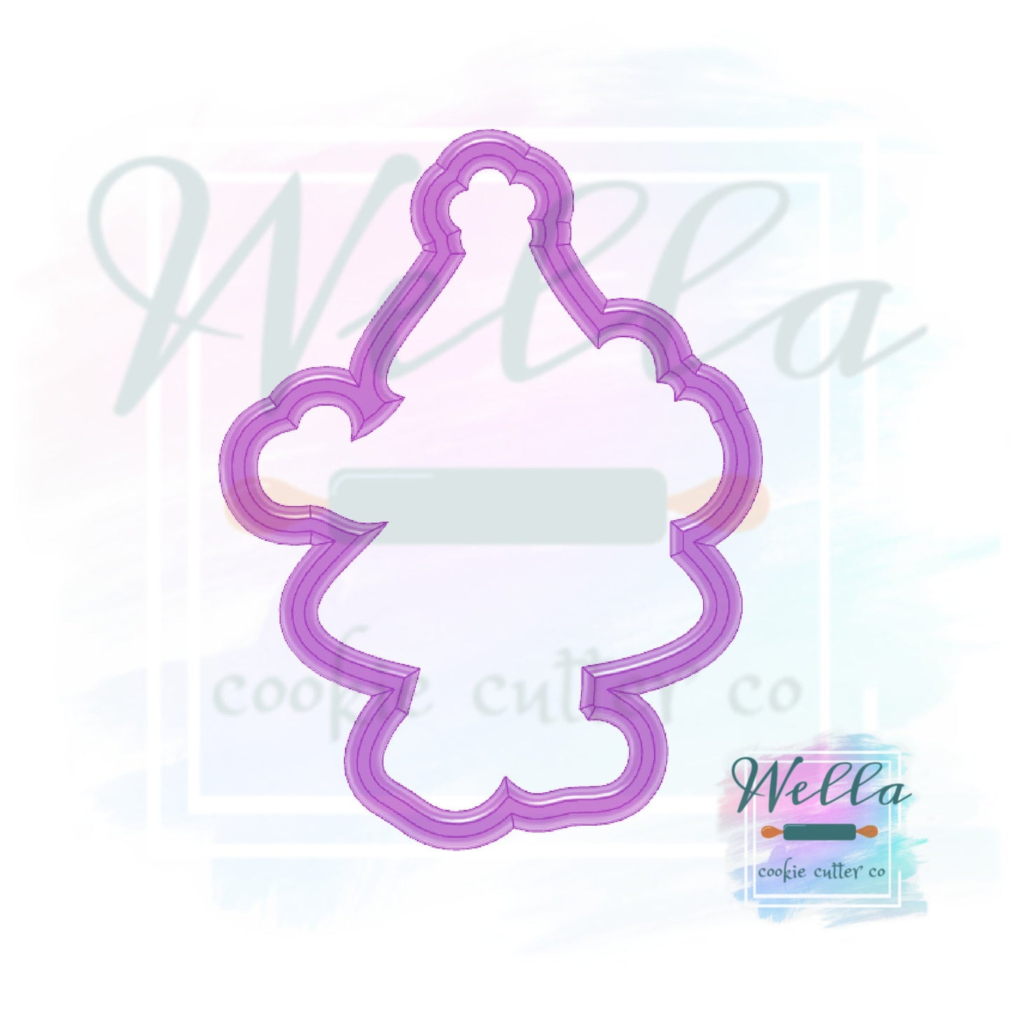 Bougie Pink Christmas Tree Cookie Cutter with Optional Stencil