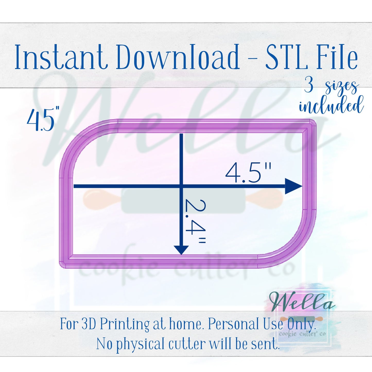 Digital STL File - Molly Plaque Cookie Cutter - 3 Sizes Included 3.5", 4" & 4.5"
