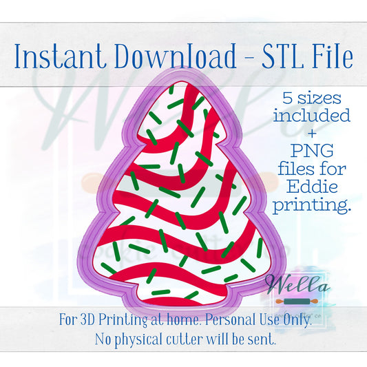 Digital STL File - Christmas Tree Cake Cookie Cutter - 6 Sizes Included 2", 2.5", 3", 3.5" 3.75" & 4" PLUS PNG's for Edible Printing