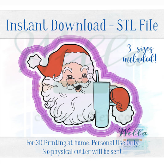 Digital STL File - Bougie Santa Cookie Cutter - 3 Sizes Included 3.5", 4" & 4.5"