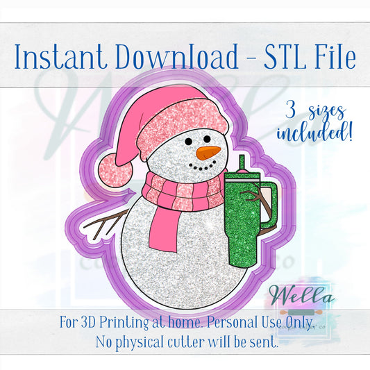 Digital STL File - Bougie Snowman Cookie Cutter - 3 Sizes Included 3.5", 4" & 4.5"