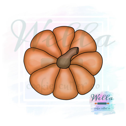 Pumpkin Top View Cookie Cutter with Optional Stencil, Fall Cookie Cutter