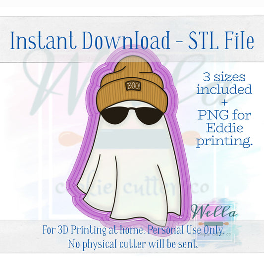 Digital STL File - Ghost in Beanie Cookie Cutter - 3 Sizes Included 3.5", 4" & 4.5"