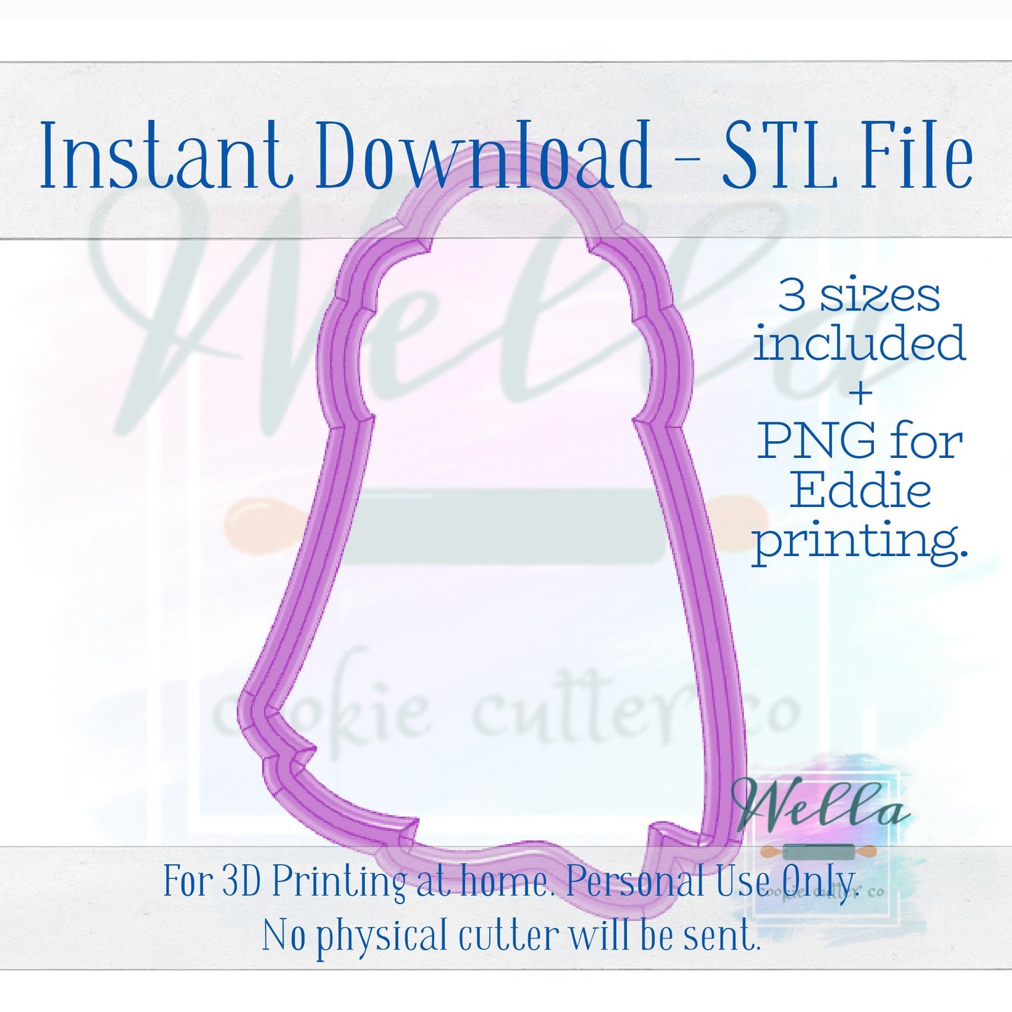 Digital STL File - Ghost in Beanie Cookie Cutter - 3 Sizes Included 3.5", 4" & 4.5"