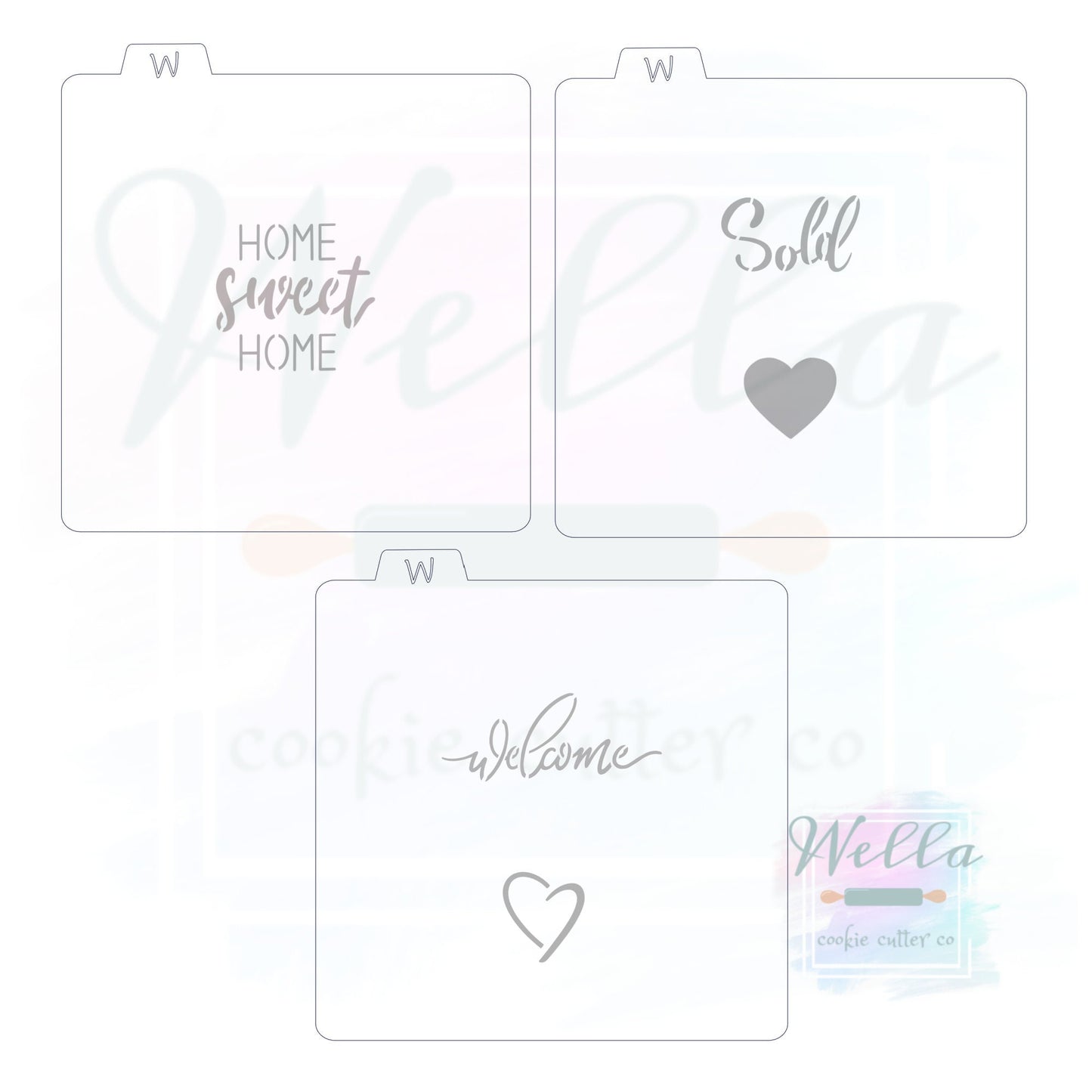 Housewarming Cookie Cutter Set with Optional Stencils, Realtor Cookie Cutter Set