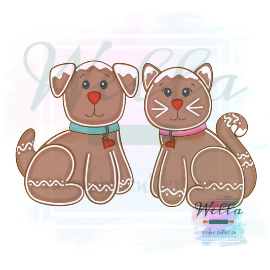 Gingerbread Pet Set Cookie Cutters, Gingerbread Dog and Cat Cookie Cutters