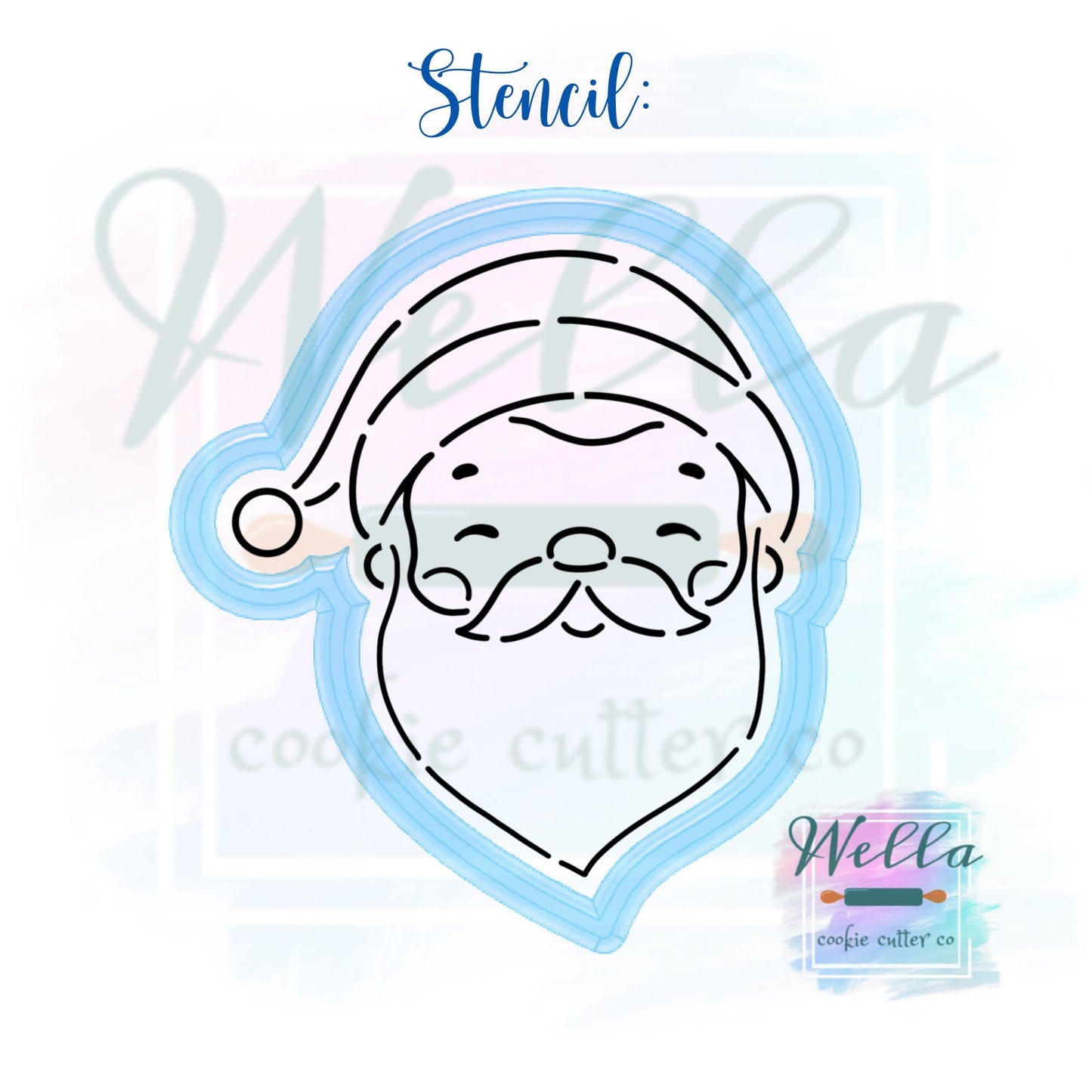Santa and Mrs. Clause Set #2 Cookie Cutters with Optional Stencil Guides, Christmas Cookie Cutters