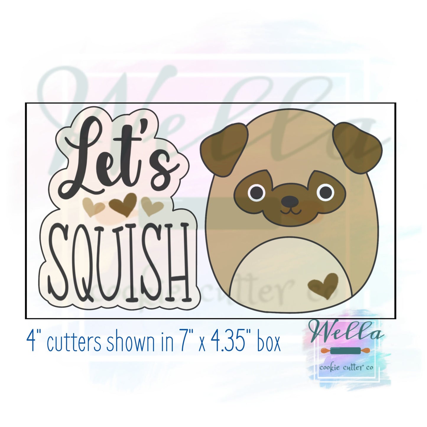 Let's Squish Valentine Cookie Cutter Set, 2 pc Cookie Cutter Set with Optional Stencil
