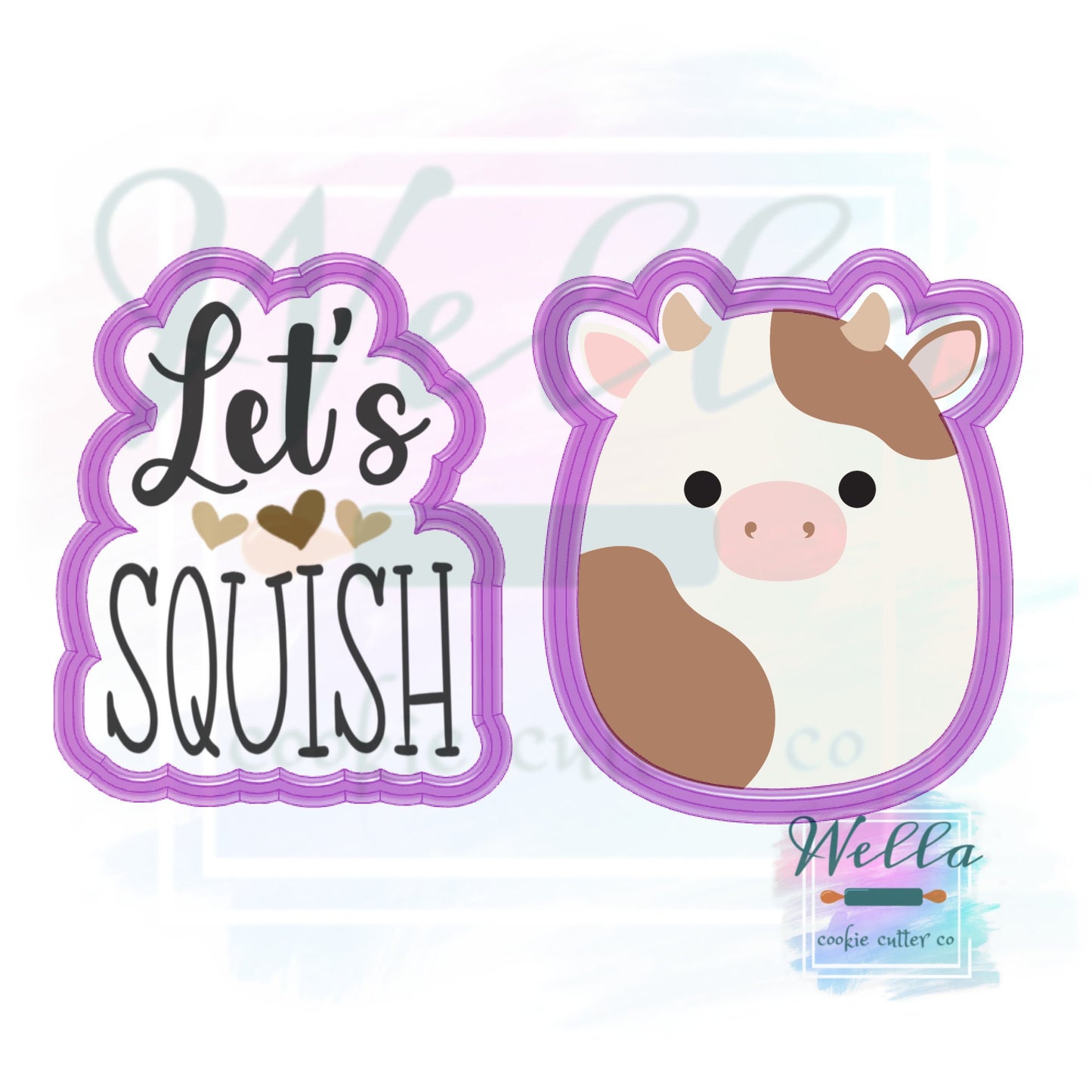 Let's Squish Valentine Cookie Cutter Set, 2 pc Cookie Cutter Set with Optional Stencil