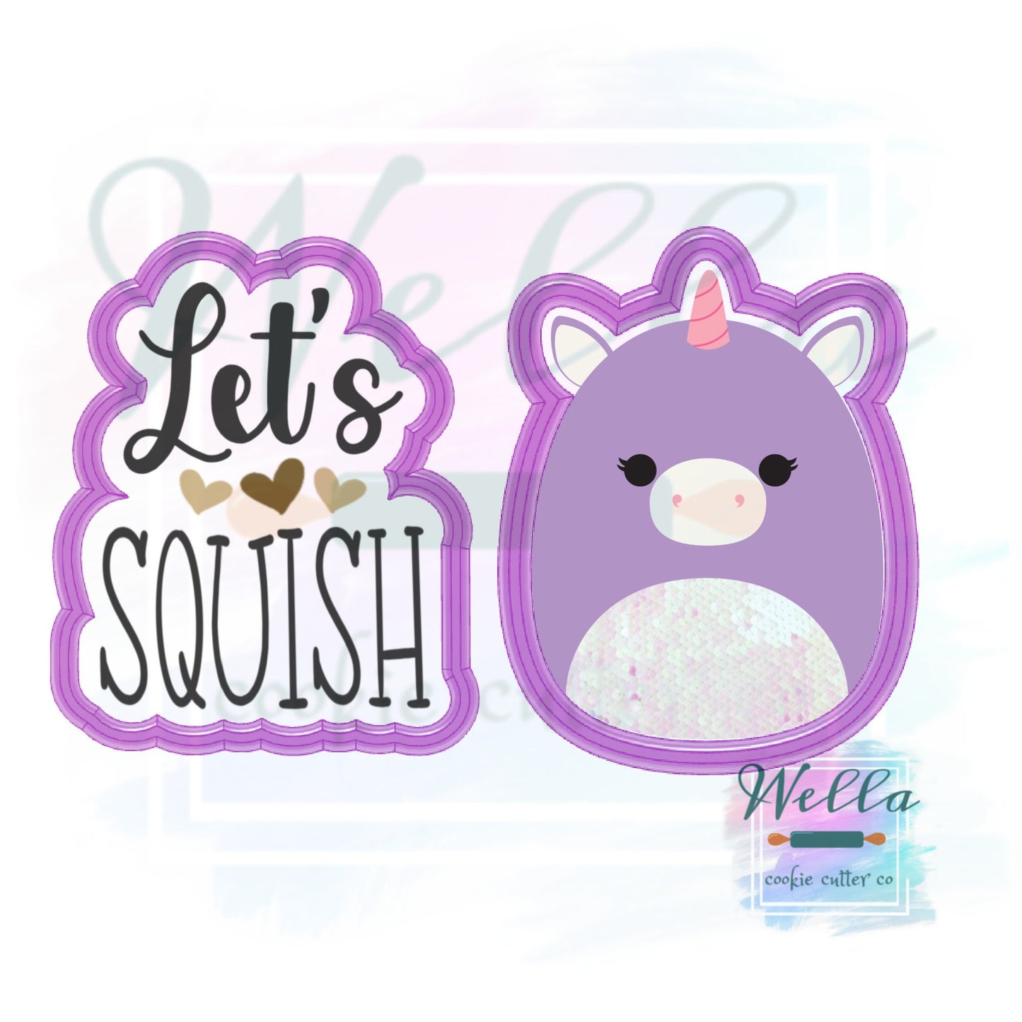 Let's Squish Valentine Cookie Cutter Set, 2 pc Cookie Cutter Set with Optional Stencil